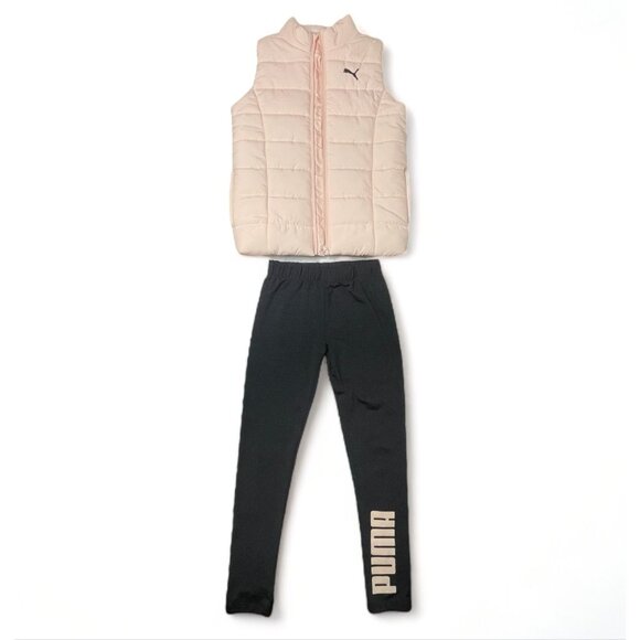 Puma Other - Puma Youth Puffer Vest & Leggings Set Beige & Black Polyester